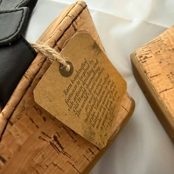 Born Alaina Wedge Sandal, Black Leather Women Sizes retail $135 NWOB - Picture 7 of 7